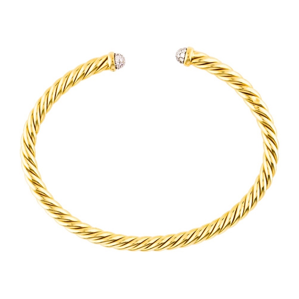 David Yurman 4mm Yellow Gold Cable Spira Cuff